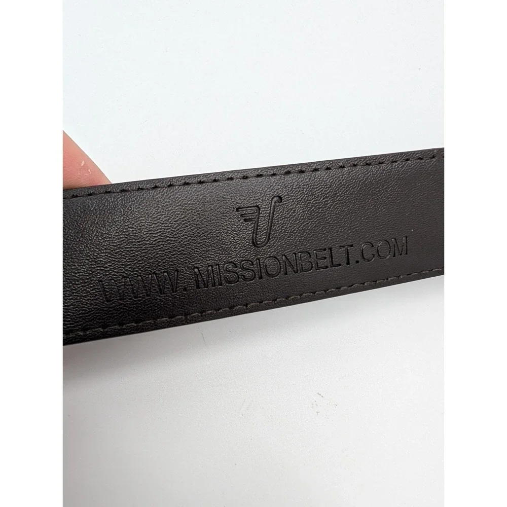 Mission Belt Brown Ratchet Belt Sliding Buckle Adjustable Leather Style Mens